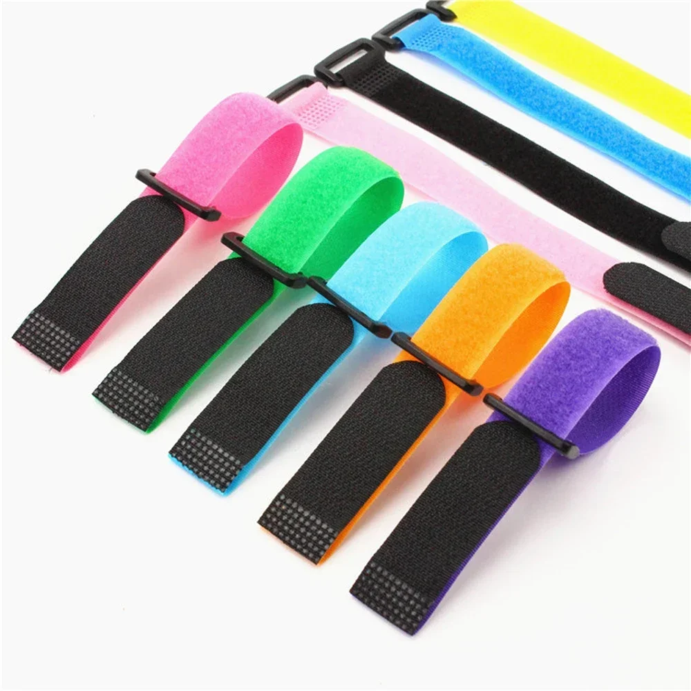 10pcs/lot Nylon Reverse Buckle Hook Loop Strap Cable Tie Self-Adhesive Fastener Tape Wire Organizer Cable Ties Wire Buckle