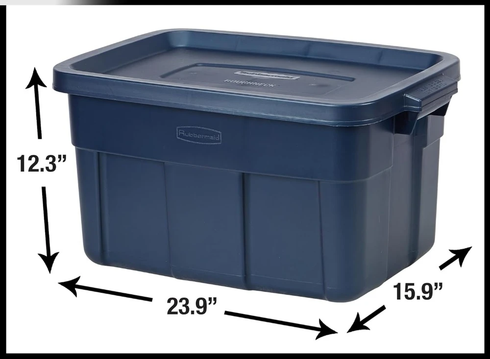 Rubbermaid Roughneck️ Storage Totes 14 Gal, Durable Stackable Storage Containers, Great for Dry Food Storage, Clothing, Camping