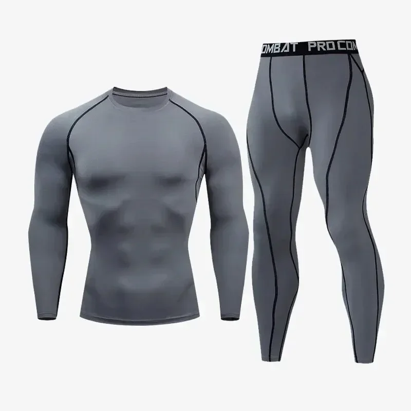 

Sports Suits New Men's Compression Running Sets Quick DryTight Training Gym Fitness Rashguard Tracksuit Men 2 Pcs Sportswear Set