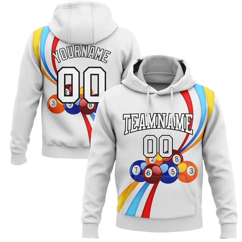 Custom Name Number Billiards Hoodies For Men Fashion Baseball 3D Printed Hooded Sweatshirts Loose Team Uniforms DIY Pullover Top