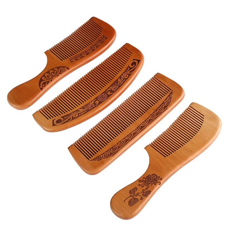 Portable Detangling Natural Peach Wood Comb Anti-Static Wide Tooth Hair Combs Head Massage Hair Care Comb Accessories