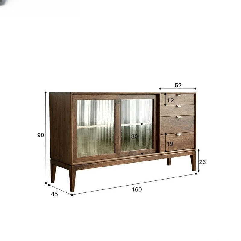 

Nordic light luxury tea cabinet, black walnut side cabinet, bedroom oak long side cabinet, rattan