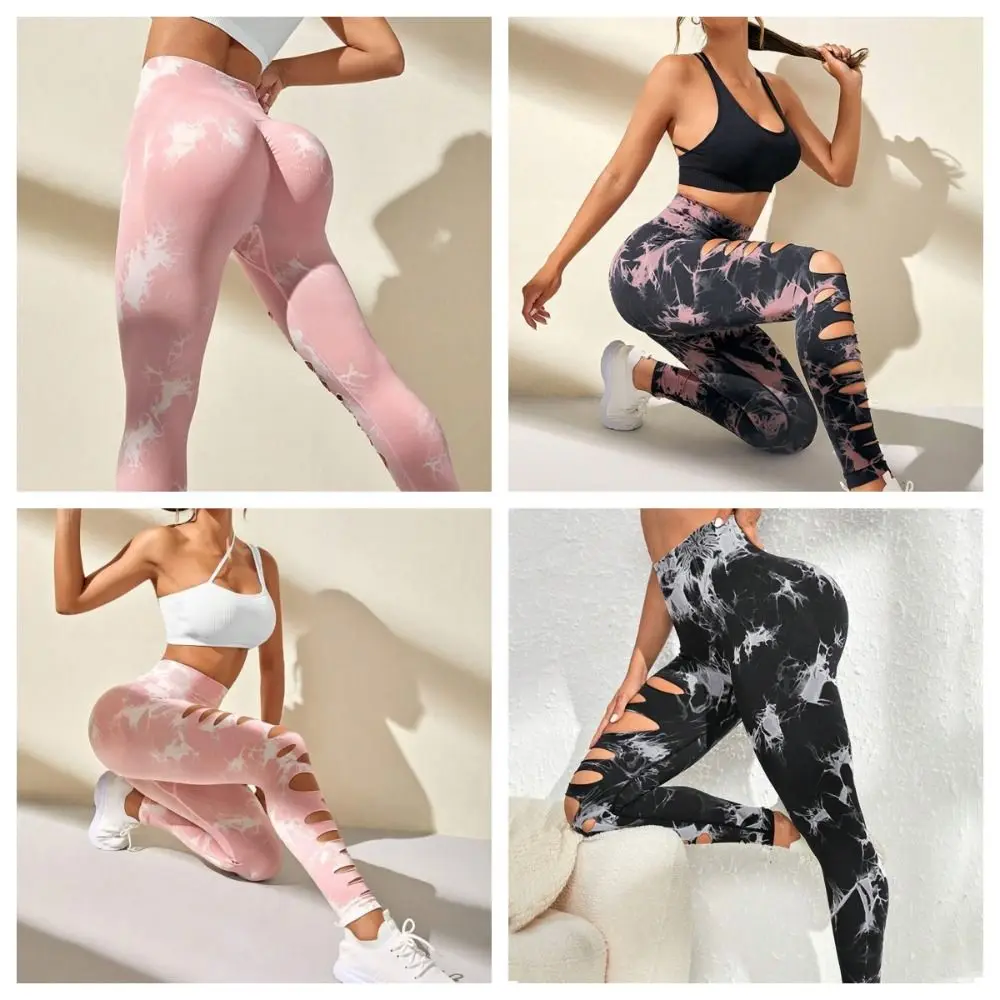 Sneldrogende hoge taille yoga-legging dames elastische lange naadloze broek uitgeholde skinny fitnessbroek dames