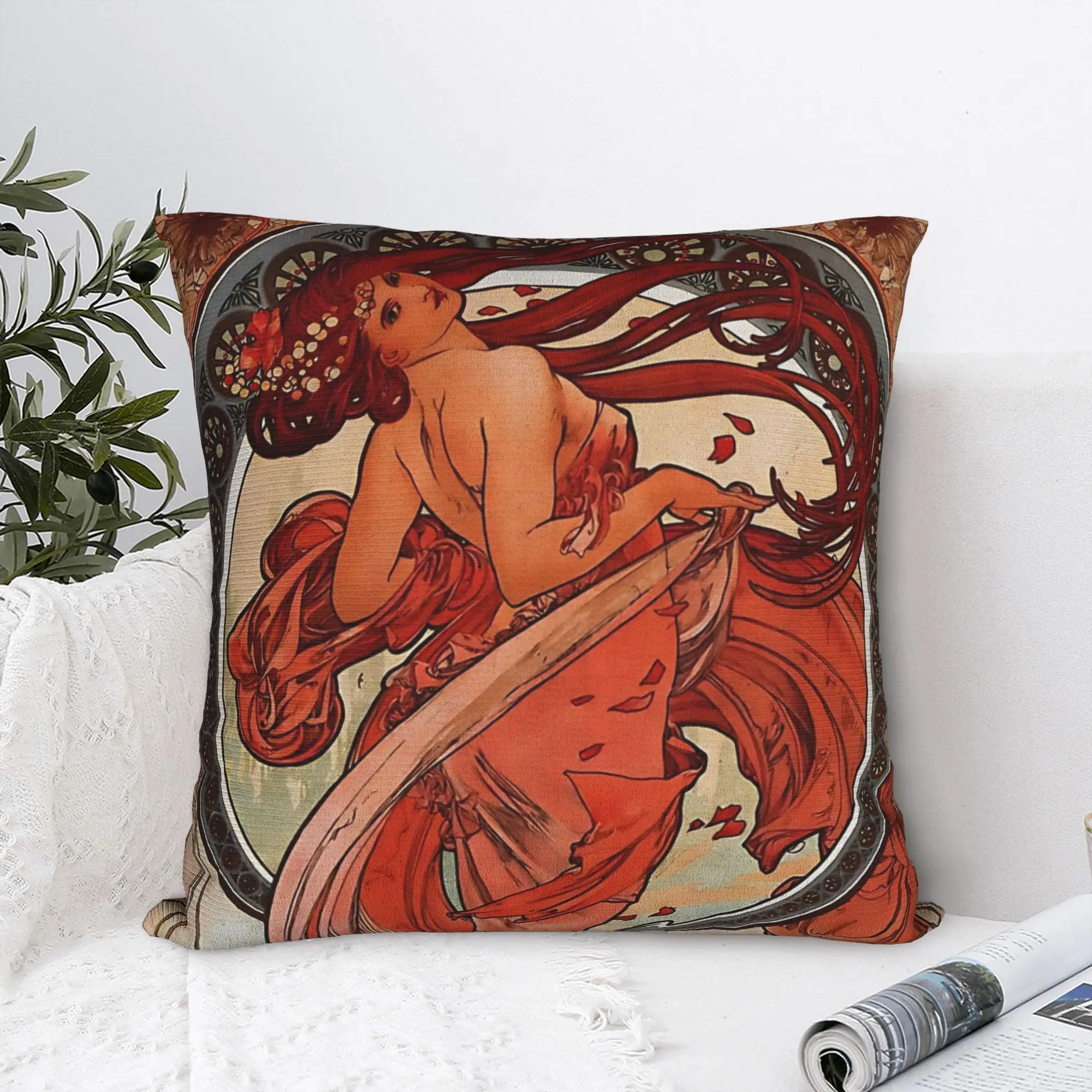 Alphonse mucha  Dance Square Pillowcases Polyester Couch  Cushion Case Cool Decor Throw Pillow Case 40*40