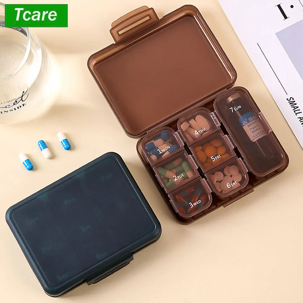 

Portable Pills Organizer Weekly, Travel Pill Case with 7 Compartment, Moistureproof and Airtight Pill Box, Travel Pills Holder