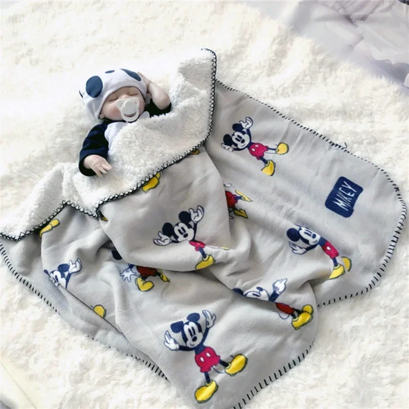 Cartoon Mickey Mouse Baby Plush Blanket Throws Sherpa Backing Kids Gift on Bed/Crib/Couch/Plane 70x100cm Toddler Girls Boys Pet