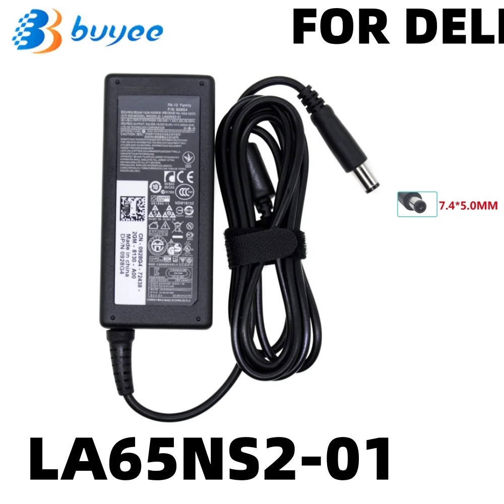 

LA65NS2-01 Laptop AC Adapter Charger 65W/19.5V/3.34A For Dell Computers 09RN2C 0928G4 06TM1C HA65NS5-00 7.4*5mm 4.5*3mm Plug Tip