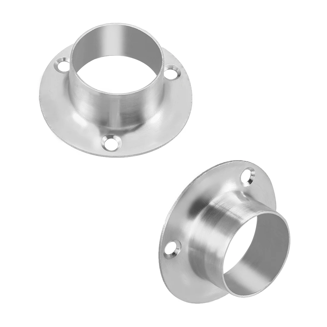 2pcs 304 Stainless Steel Pipe Bracket 32.5mm Dia Wall Mounted Support Flange for Wardrobe Hanging Rail Rod Pole Socket End Holde