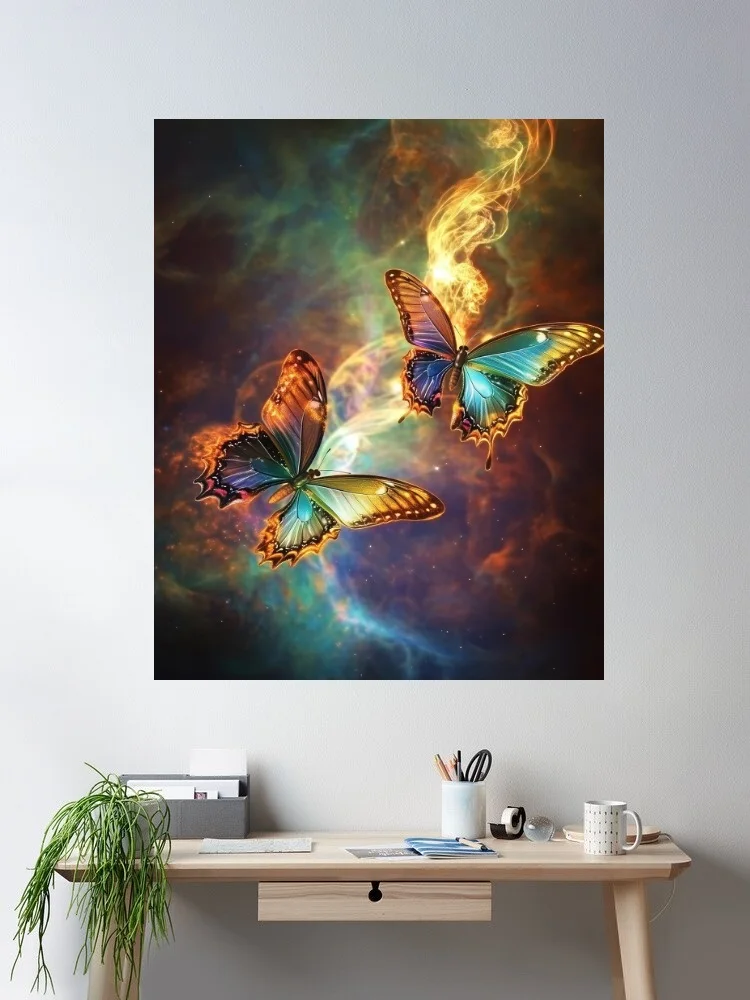 Universe String Theory Cosmic Butterflies Dance Canvas POSTER ,Home Decor Wall art painting