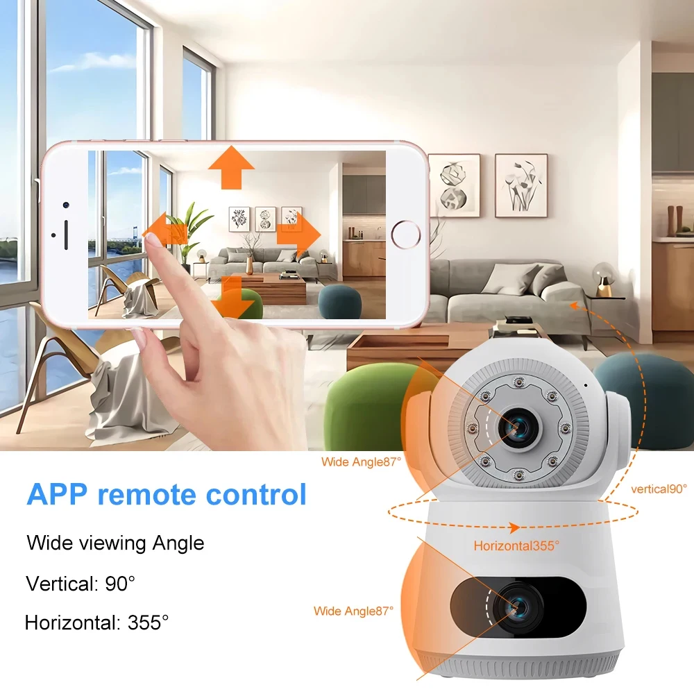 4K 8MP Dual Lens WiFi IP Camera Night Vision Human Detect PTZ Outdoor Video Camara Wireless V380 Pro CCTV Security Protection