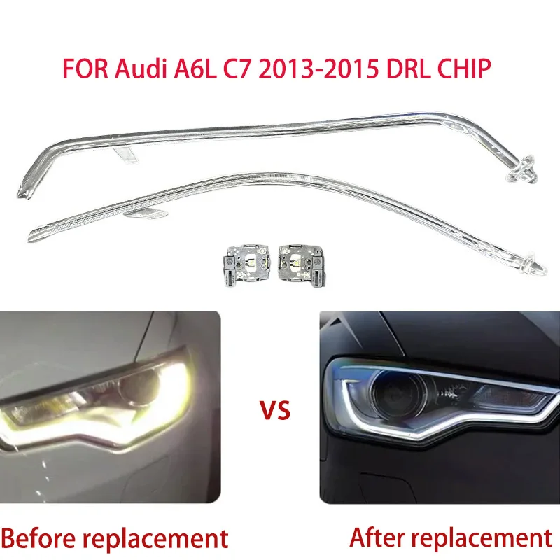 

Автомобильная фара DRL CHIP Light Guide Tube Angel Eyes, дневный ходовой балластный модуль, детали для AUDI A6 C7 2013-2015, белый свет
