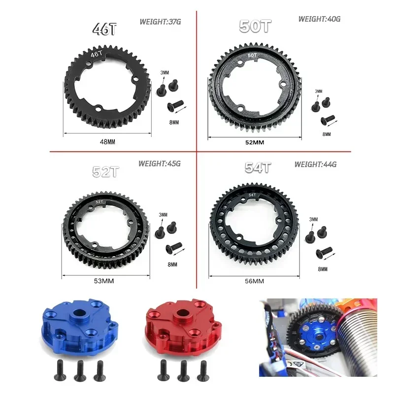 Steel 46T 50T 52T 54T Spur Gear 1.0M 6447 6449 for Traxxas 1/5 X-Maxx 1/7 XO-1 1/10 E-Revo 2.0 VXL New MAXX RC Car Upgrade Parts