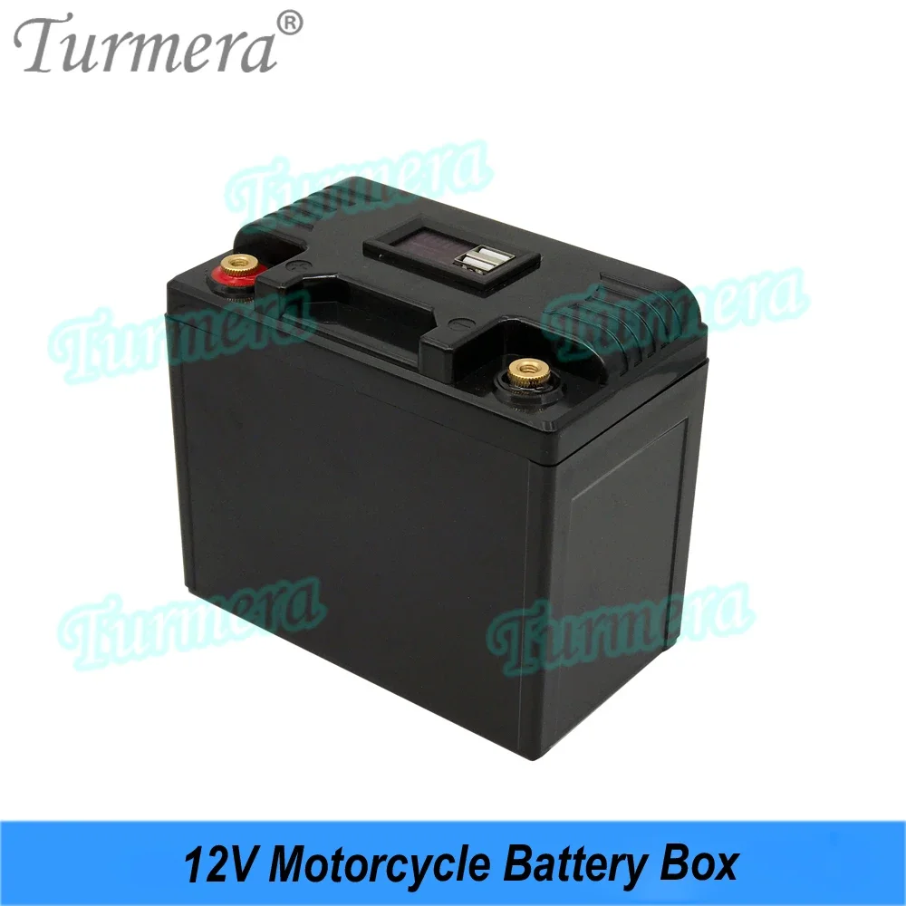 Motorcycle Battery Box 12V 18650 21700 Holder 40A Balanced BMS 5V 2.1A QC3.0 2*USB Ports for UPS, Camping, and Power Bank Use