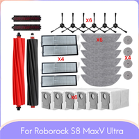A83G-30PCS Brush Mop Cloth Dust Bag Filter Kit For Roborock S8 Maxv Ultra Vacuum Cleaner Accessories Replacement Parts