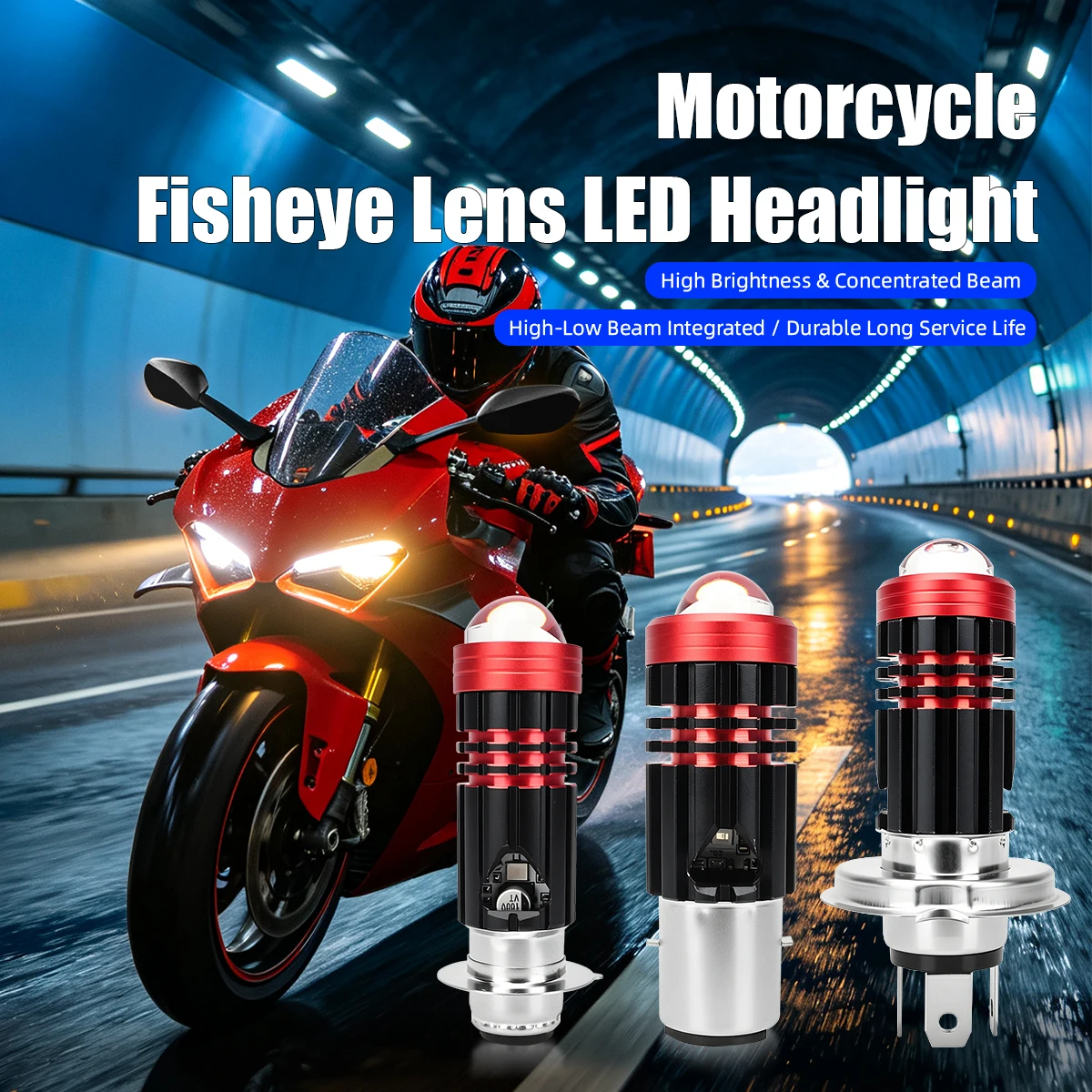 1pc H4 BA20D H6 LED Motorcycle Headlight CSP Dual Color White Yellow Hi Lo Beam Lens Fog Lamp for Motobike Scooter Running Light