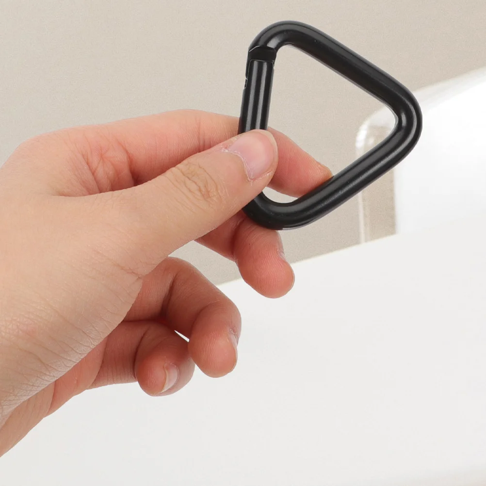 

6 Pcs Hooks Triangle Carabiner Clip Locking Clips Heavy Duty Button Climbing Black Travel