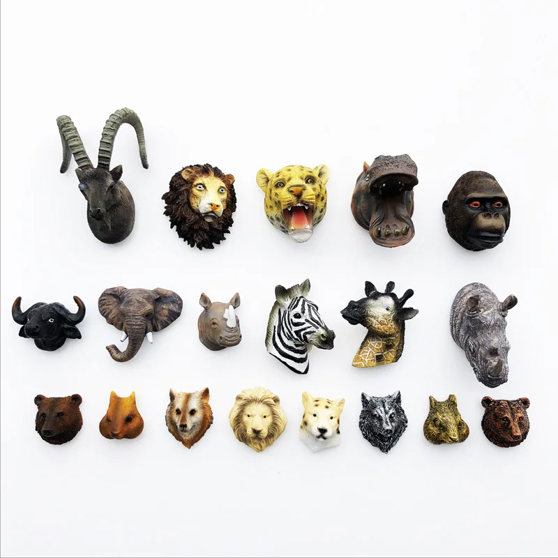 Animal Head Fridge Stickers Children Toys Birthday Gifts Magnetic Stickers Home Decor Africa Travelling Souvenirs Fridge Magnets