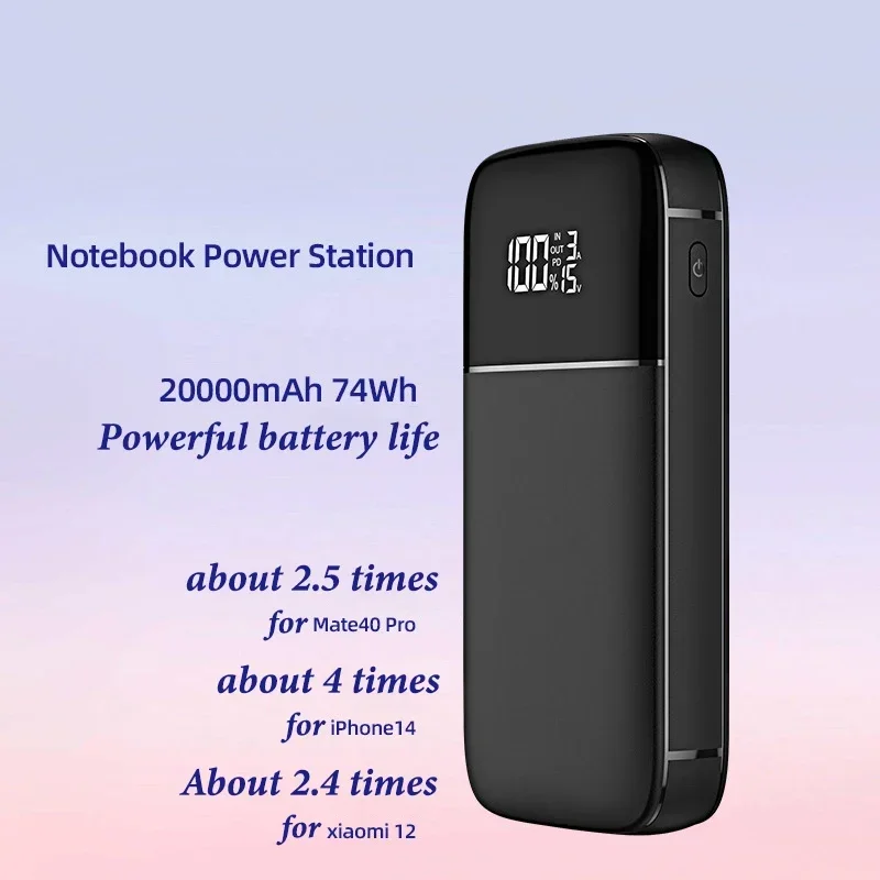 65W 20000mAh Power Bank Type-C PD Szybkie ładowanie Power Bank Przenośna ładowarka do laptopów, telefonów komórkowych i tabletów