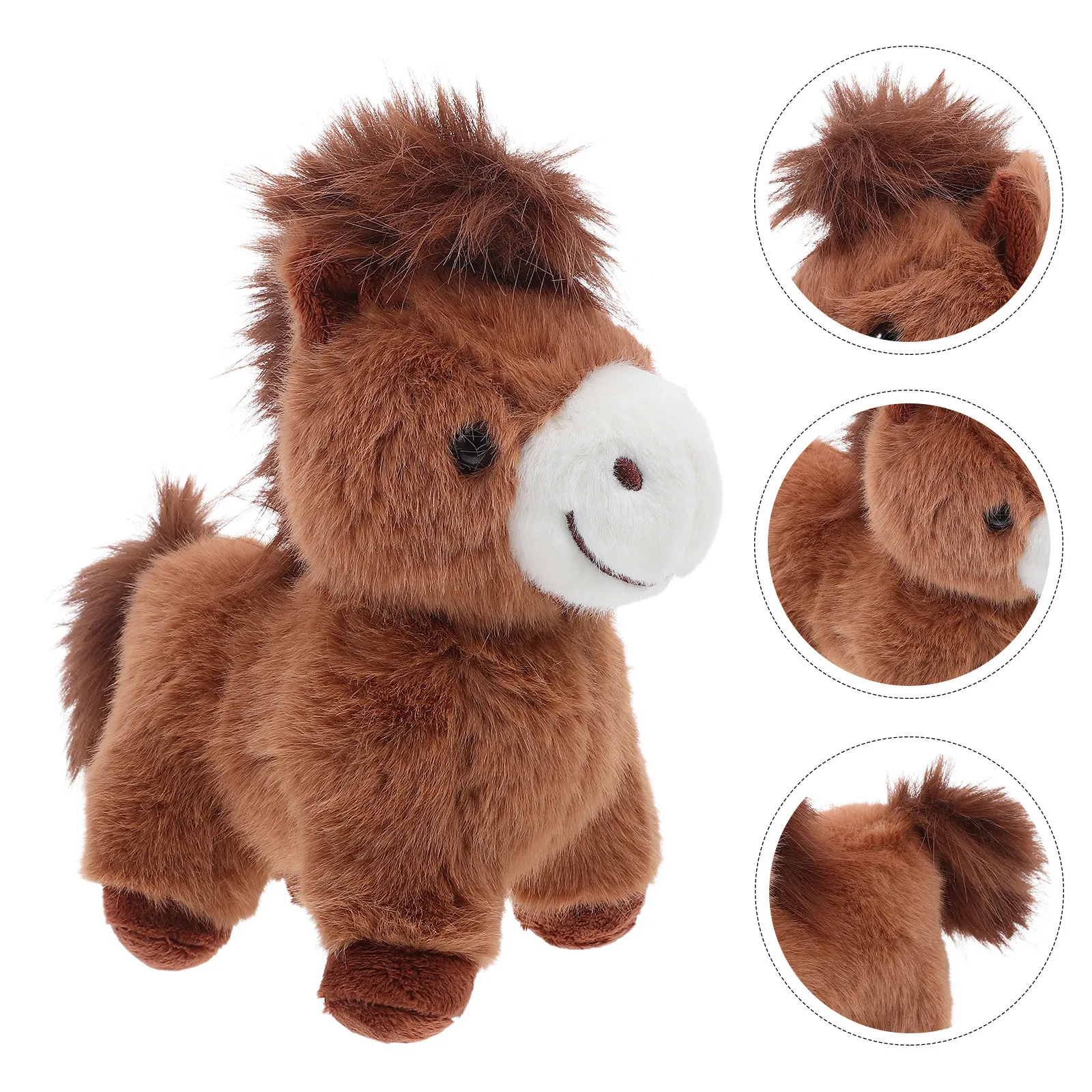 Mini Caballo de Peluche - Adorable Caballo con Crin Larga - Decoración Suave y Acogedora para Habitación Infantil para Fiestas del Festival de Primavera