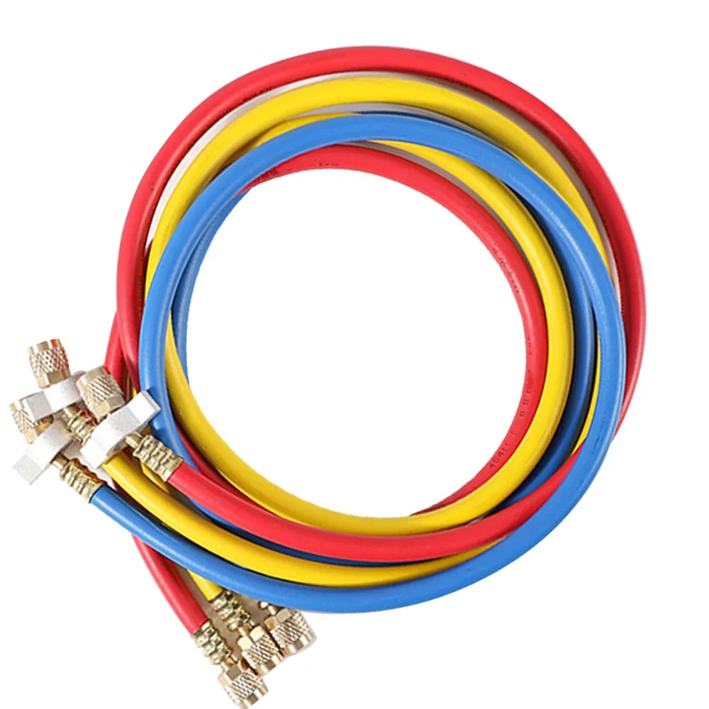 3pcs High Pressure Refrigerant Charging Hose 1/4in SAE Flare Thread Refrigerant Charging Pipe Refrigerant Filling Hose