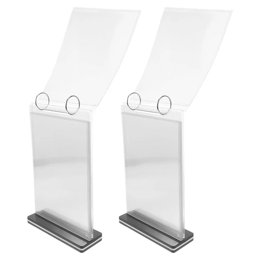 

2pcs Acrylic Flip Menu Stand Tabletop Display Holder For Restaurants Bars Multi-Page Document Poster Rack Desktop Menu Storage