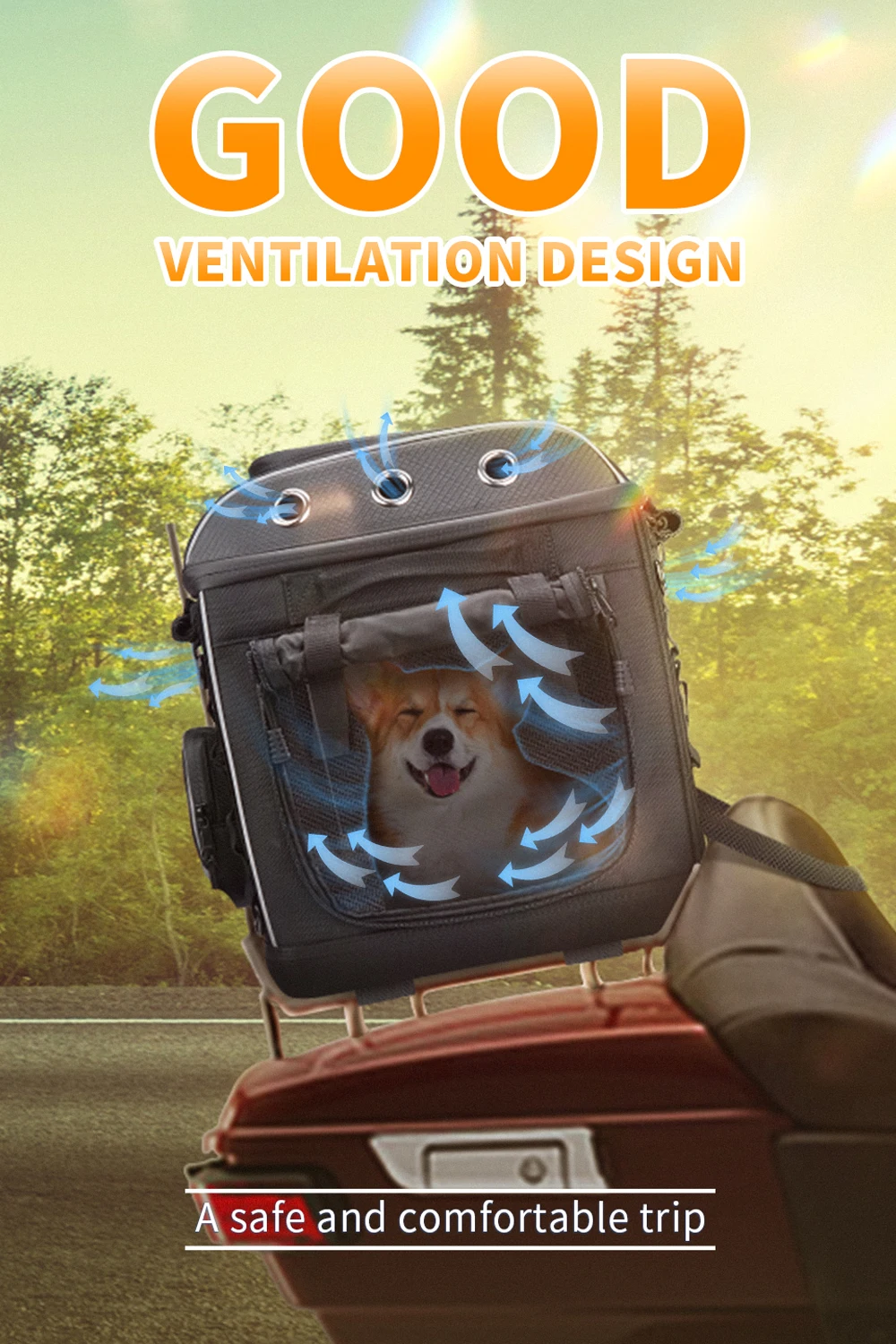 Motorrad-Haustiertaschen Hunde- und Katzen-Transporttasche für Street Glide Road King mit Beifahrersitz oder Gepäckträger Touring Trike Modelle – Detail 17