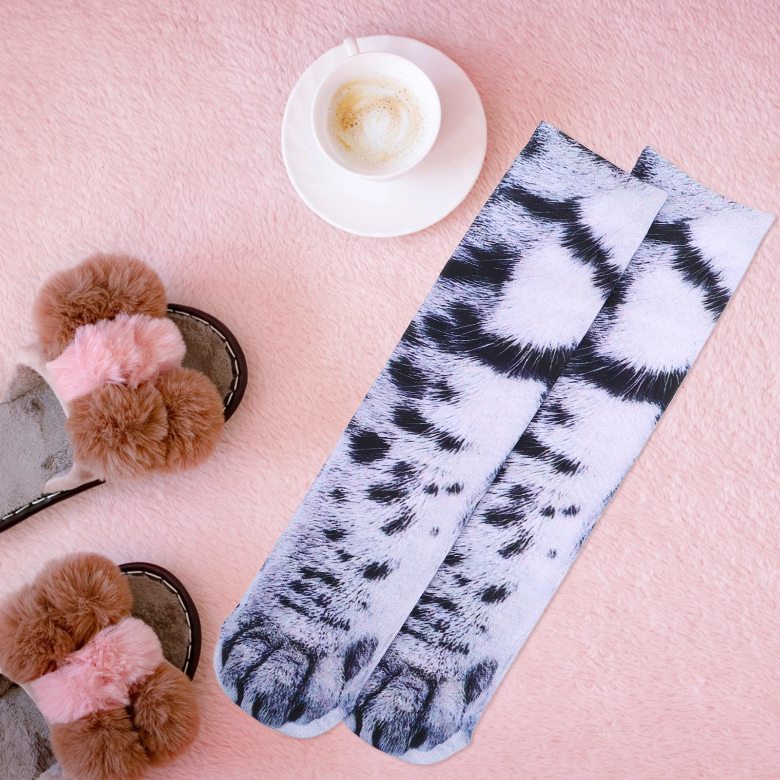 

Funny Animal Socks Realistic Cat Paw Print Winter Novelty Crew Socks For Women Adults Holiday Party Favor Foot