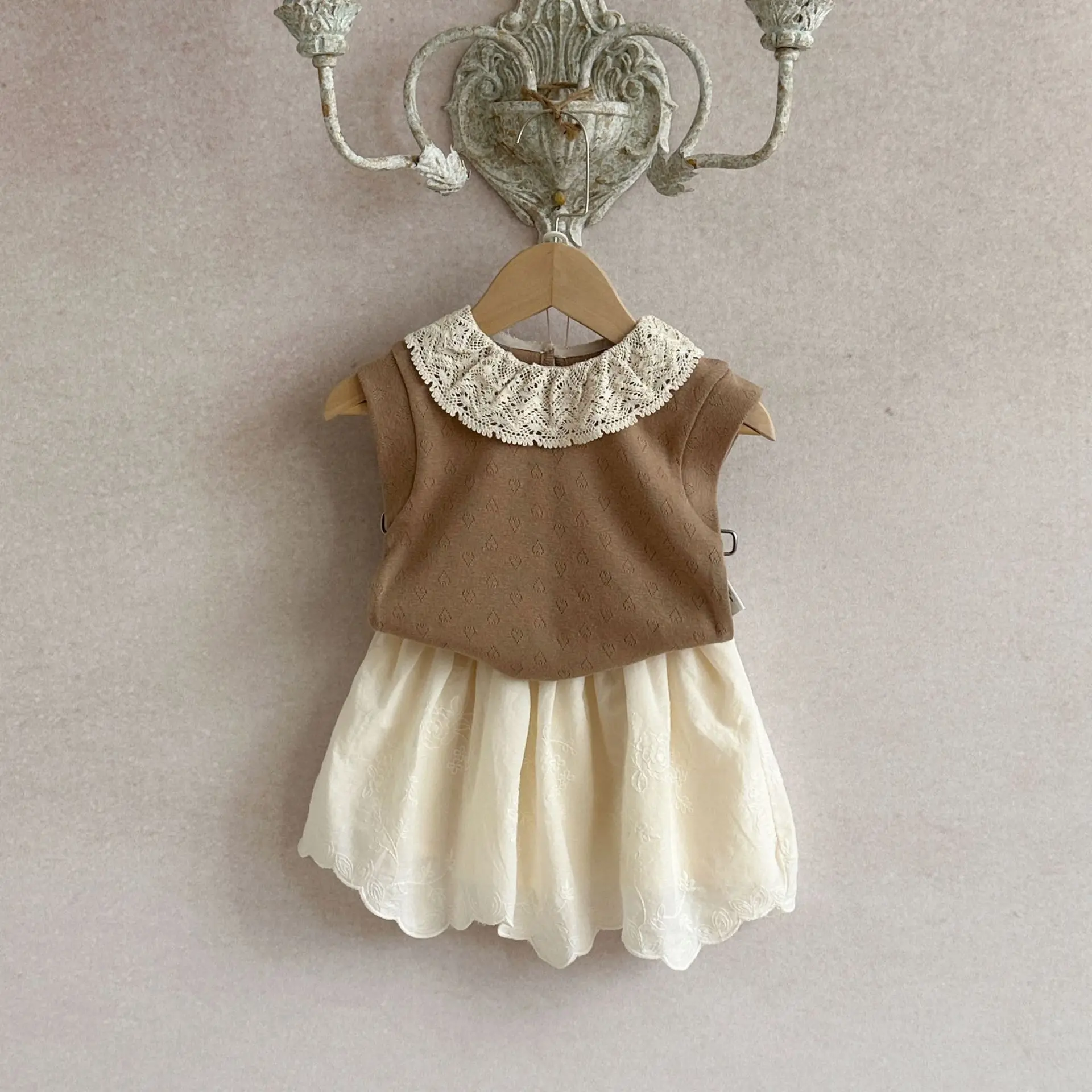 2026-summer-new-baby-girl-sleeveless-clothes-set-infant-girl-cotton-hollow-out-vest-skirts-2pcs-suit-toddler-skirts-outfits