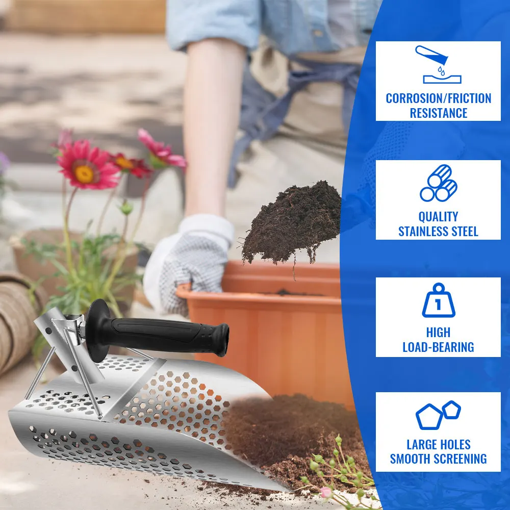 Stainless Steel Sand Scoop for Metal Detecting, Beach Finding Scoop, Garden Utensil Gadget & Outdoor Equipment Supplies