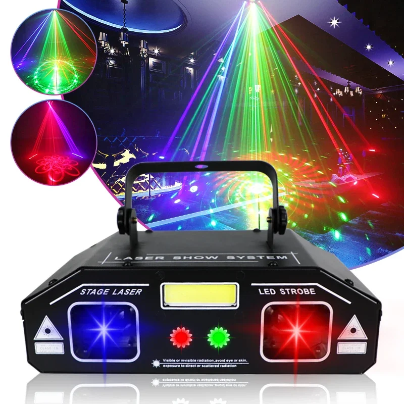 

WUZSTAR Laser Strobe Lights 3 In 1 DJ Party Projector Voice Control Show KTV Bar Stage Laser effect Lighting Disco Party lights