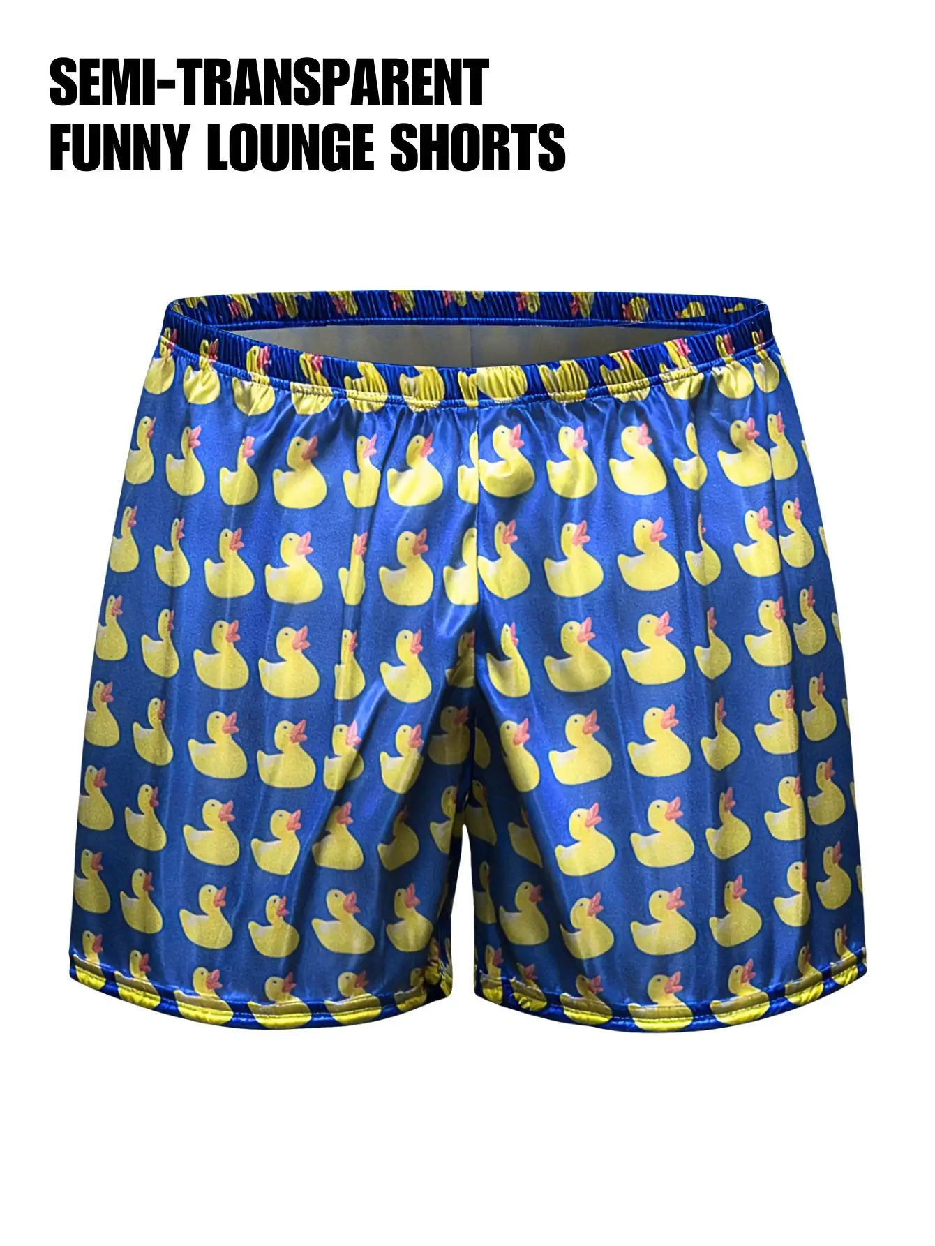 1 Piece Men's Funny Rubber Duck Print Sleep Shorts - Lightweight Breathable Casual Home Loungewear Comfortable Men's Shorts