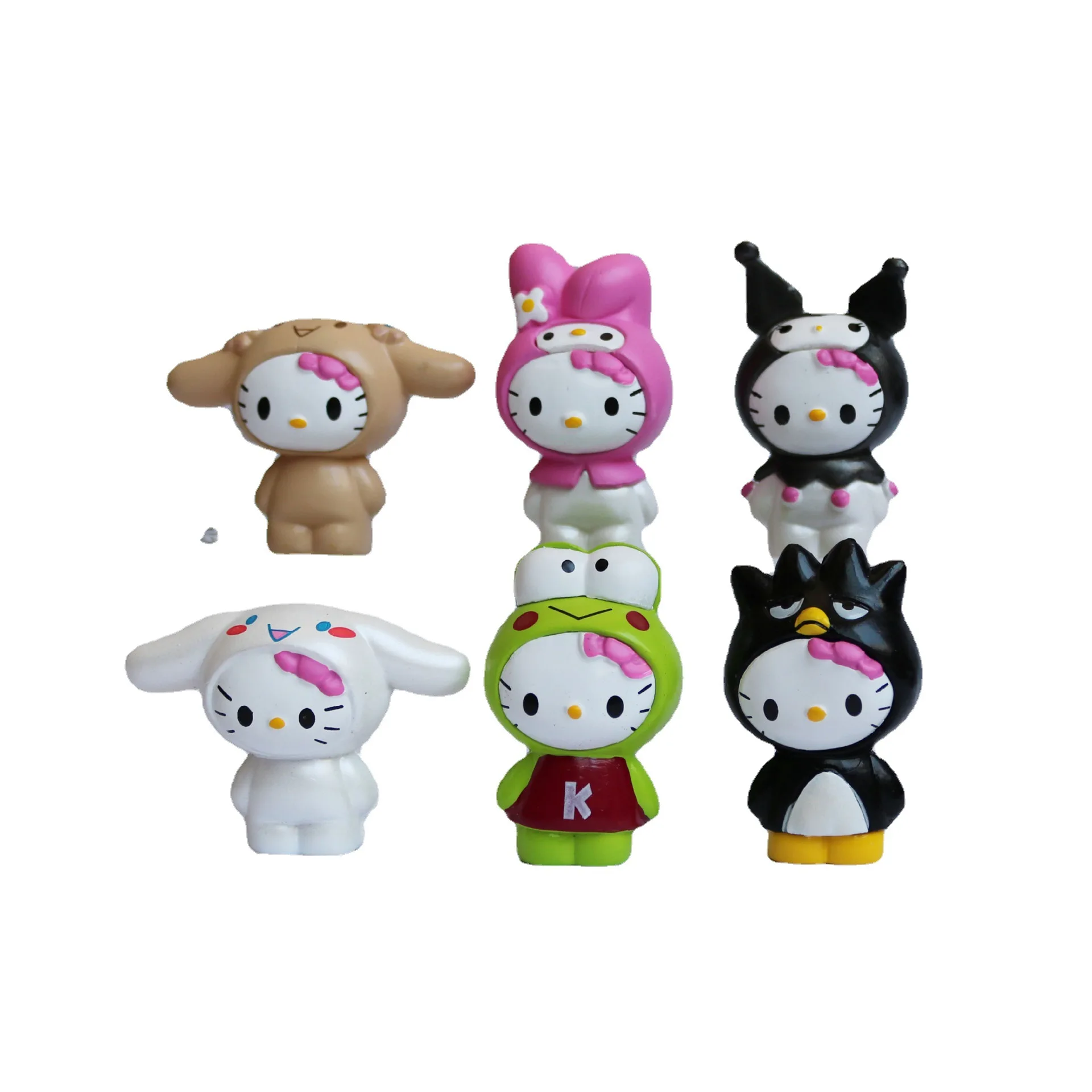 6 개/대 애니메이션 Sanrio 헬로 키티 액션 피규어 장난감 귀여운 Kuromi Mymelody Cinnamorol 입상 인형 어린이 어린이 크리스마스 선물