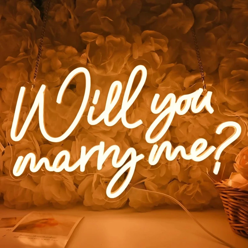 Will You Marry Me? Led Neon Sign Proposal Wedding Party Wall Signs Decor Engagement Valentines Day for Girlfriend Bridal Shower