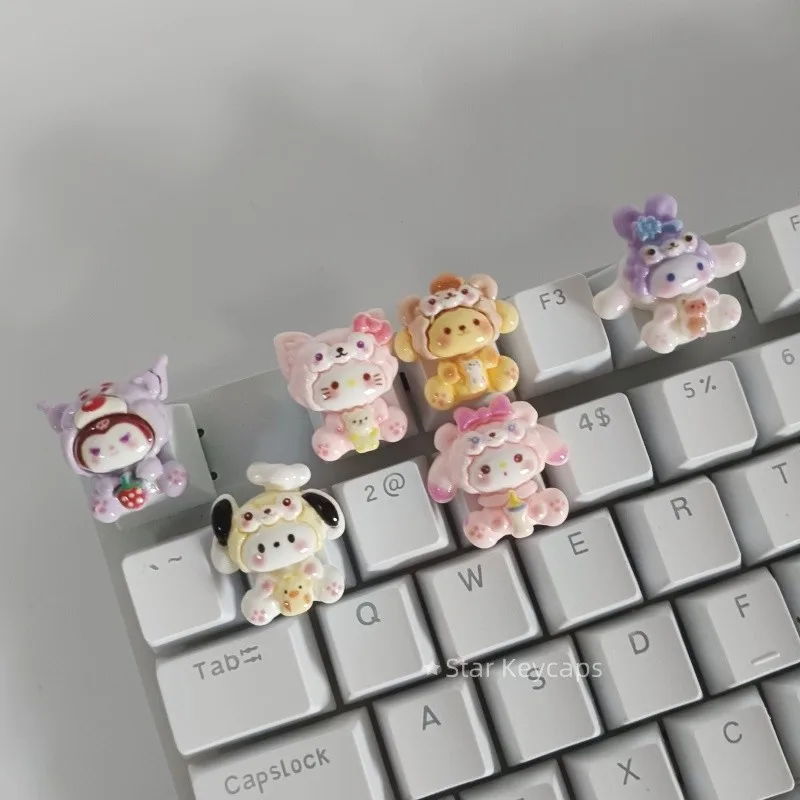 

New Hot Sale Translucent Cute KT Kurumi Keycaps Cross Axis Mechanical Keyboard Keycap Decoration Accessories