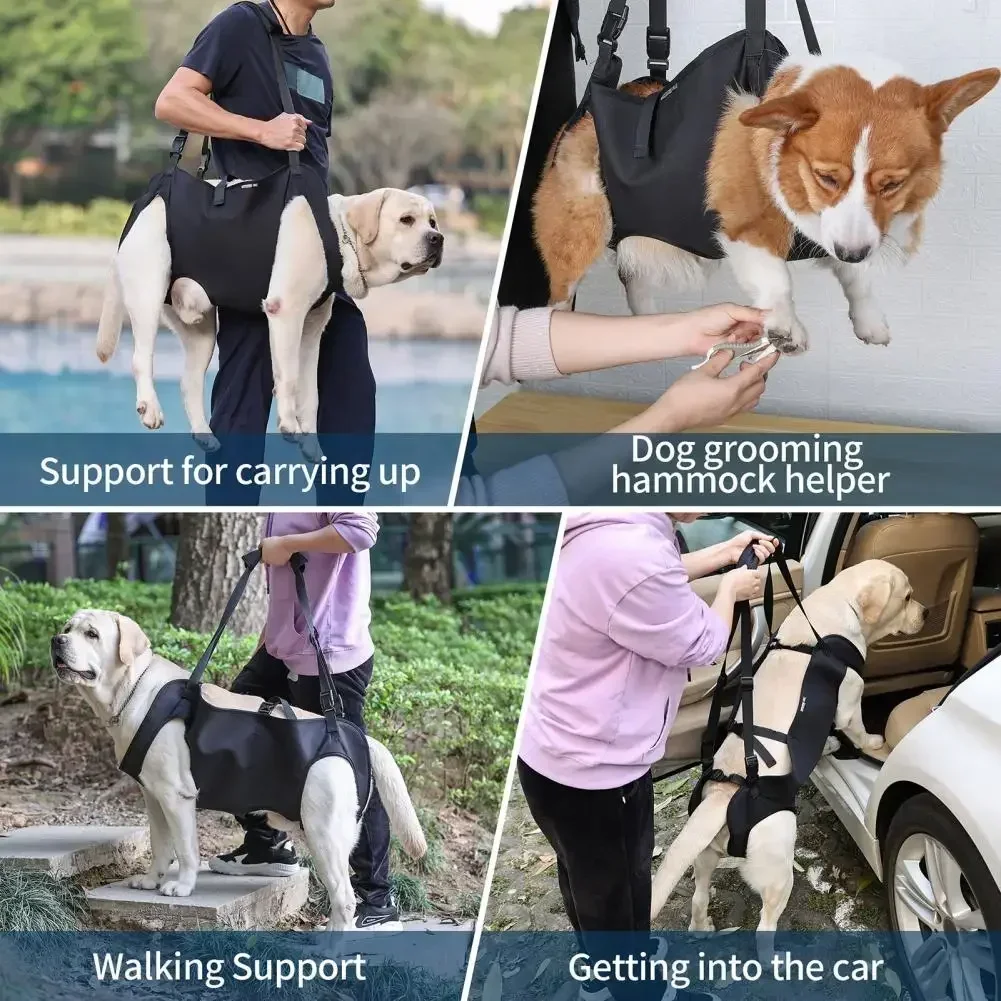 Portable Dog Sling For Back Legs Hip Support Harness Older Limping Canine Aid Dog Assist Rehabilitation Lifting Harness Leashes