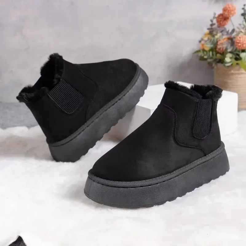 Women's Short Plush Warm Snow Boots Winter New Casual Shoes Fashion Chelsea Ankle Boots Flat Shoes Women's Shoes Botas Mujer