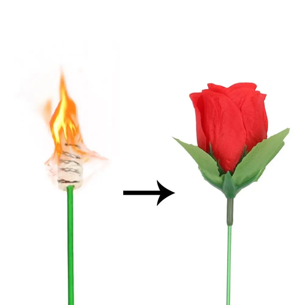 Flame Torch To Flower Fire Magician Tool Change Into Rose Magic Tricks Street Gimmick Illusion Magia Props Appearing Flower