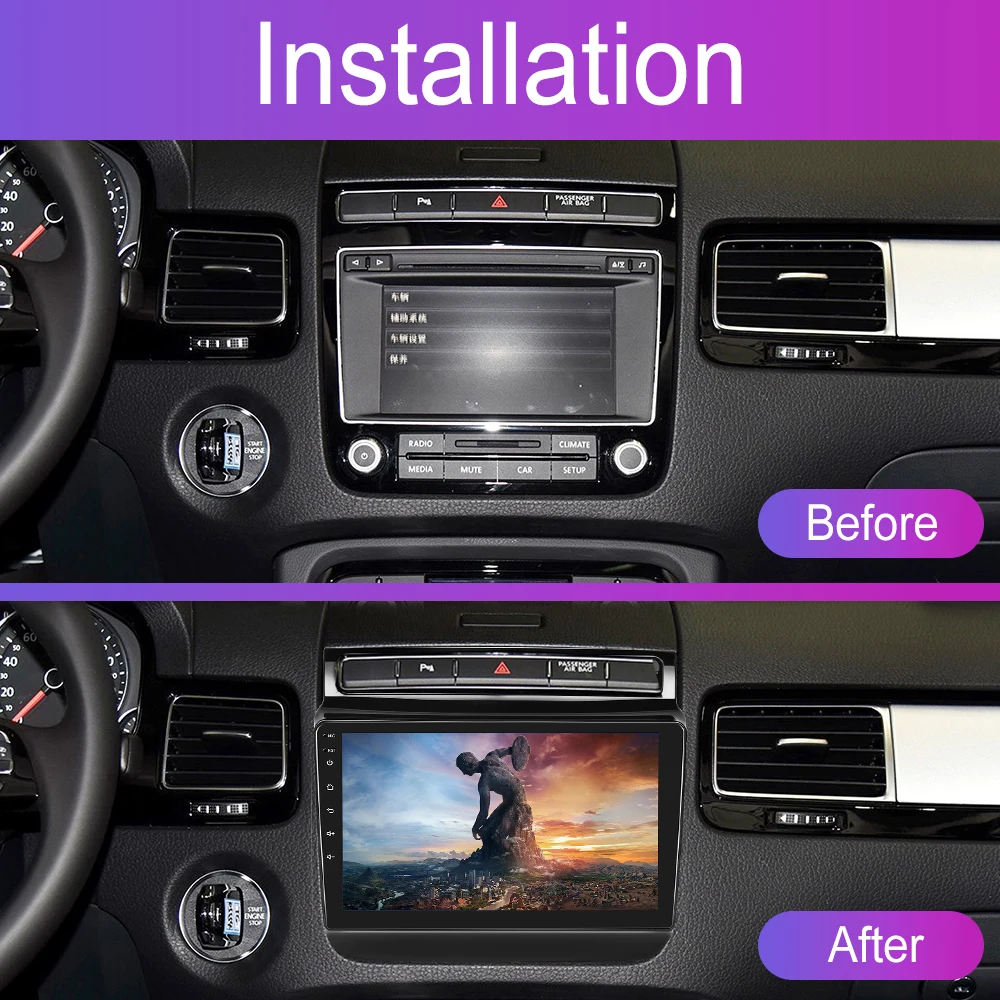Podofo 2 Din Android Auto Auto Multimedia-Player Für Volkswagen Touareg 2011-2017 Drahtlose Carplay GPS Auto Radio 4G WIFI FM/RDS