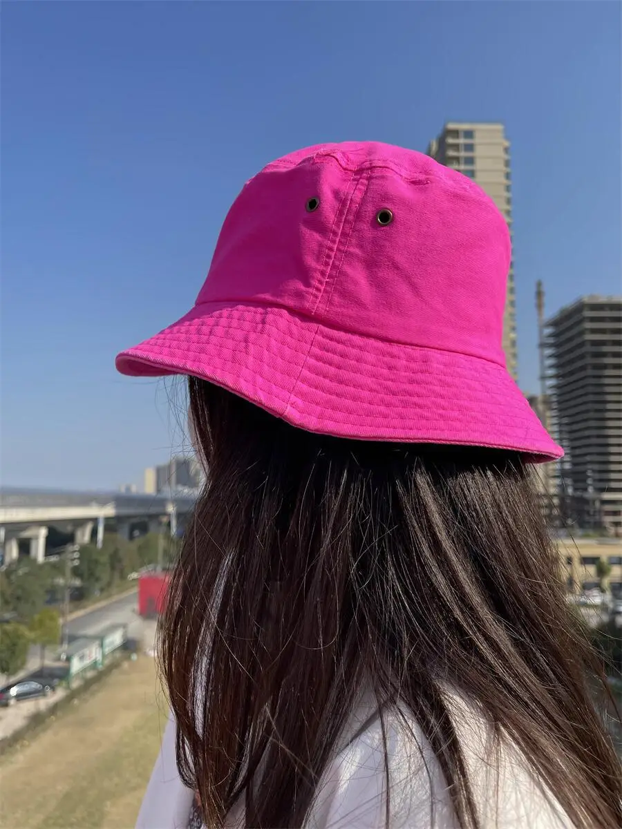 Fluorescent Bucket Hat Women Summer Hat Men Green Sunscreen Shade Street Wash Basin Panama Hat Men\'s Caps