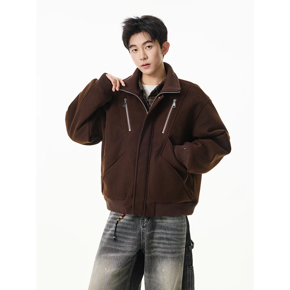 

Мужская куртка в американском стиле на осень-зиму, ретро, премиум-класса, на молнии, теплая, повседневная, однотонная, новинка 2025 года, модная верхняя одежда для отдыха