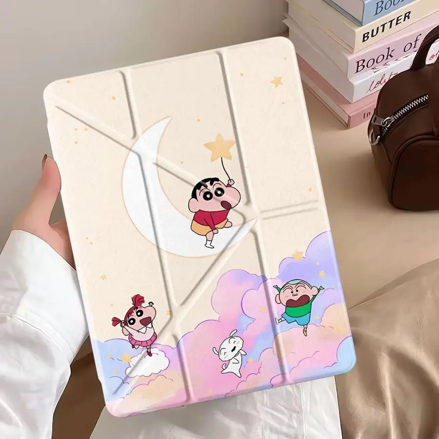 

Чехол-подставка для планшетов iPad Mini 6, 7, Pro 11-го, 10-го, 9-го, 8-го, 7-го поколений, 12.9 дюймов, Air 4, 5, M3, M2, 1, 2, M4, 11 дюймов, Pro 2025 с милым дизайном в стиле Crayon Shin-chan