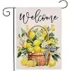 Lemon Flowers Basket Welcome Garden Flag 12.5 x 18 Inch Double Sided, Seasonal Spring Summer Yard Outdoor Flag jjp