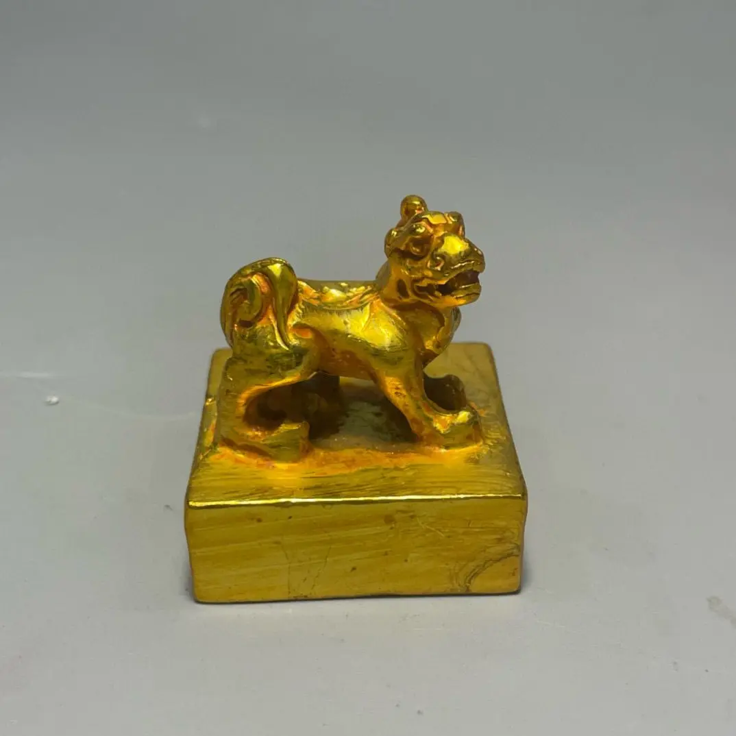 Gilt Pixiu seal Ornament Decoration Tea Pet Figurines Desk Decor Accessories