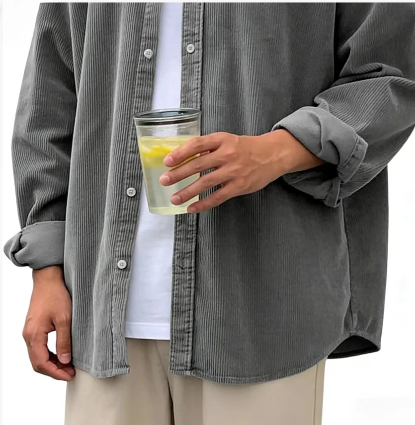 New Corduroy Shirt Men Long Sleeve Trendy Casual Loose Thick Autumn Winter Shacket Male Outerwear
