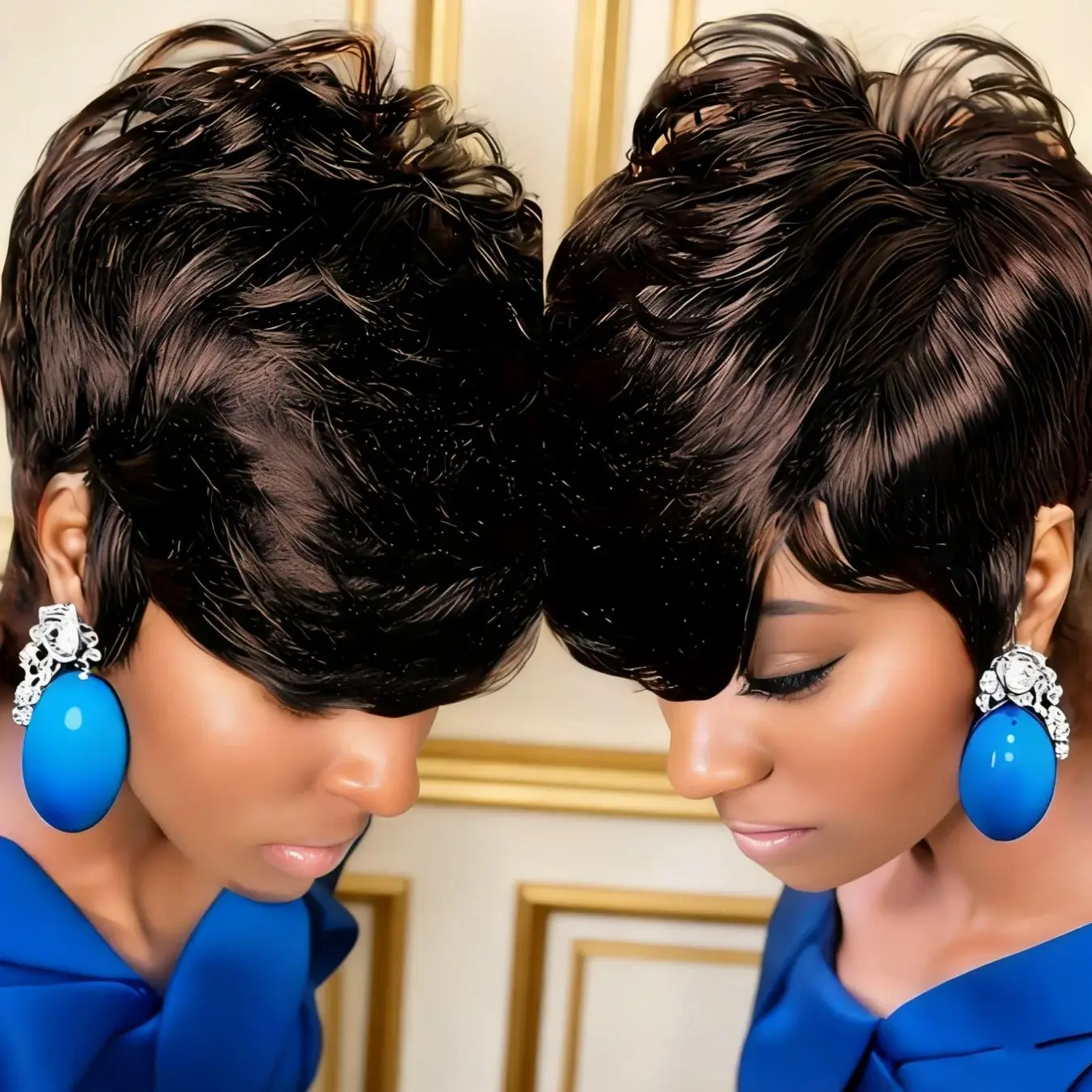 Short Bob Wig Pixie Cut Curly Human Hair
