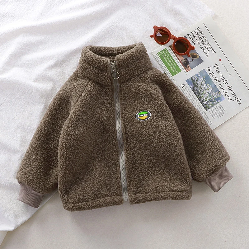 Children\'s Lamb Fleece Jackets with Fleece for Both Boys and Girls in Autumn and Winter Coats Stitch Clothes , Winter Coat