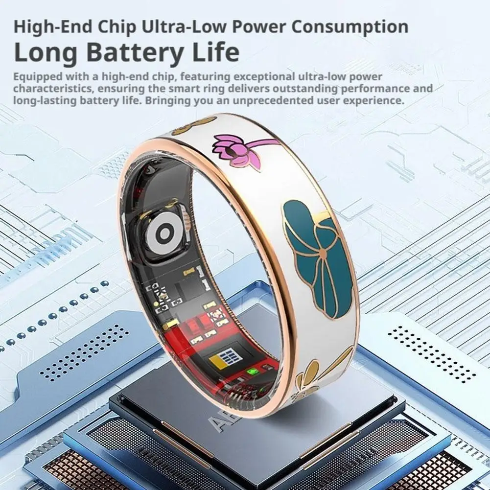 Multi Function Enamel Color Smart Ring For Women Blood Oxygen Heart Rate Health Monitor Pedometer Bluetooth Sleep Ring