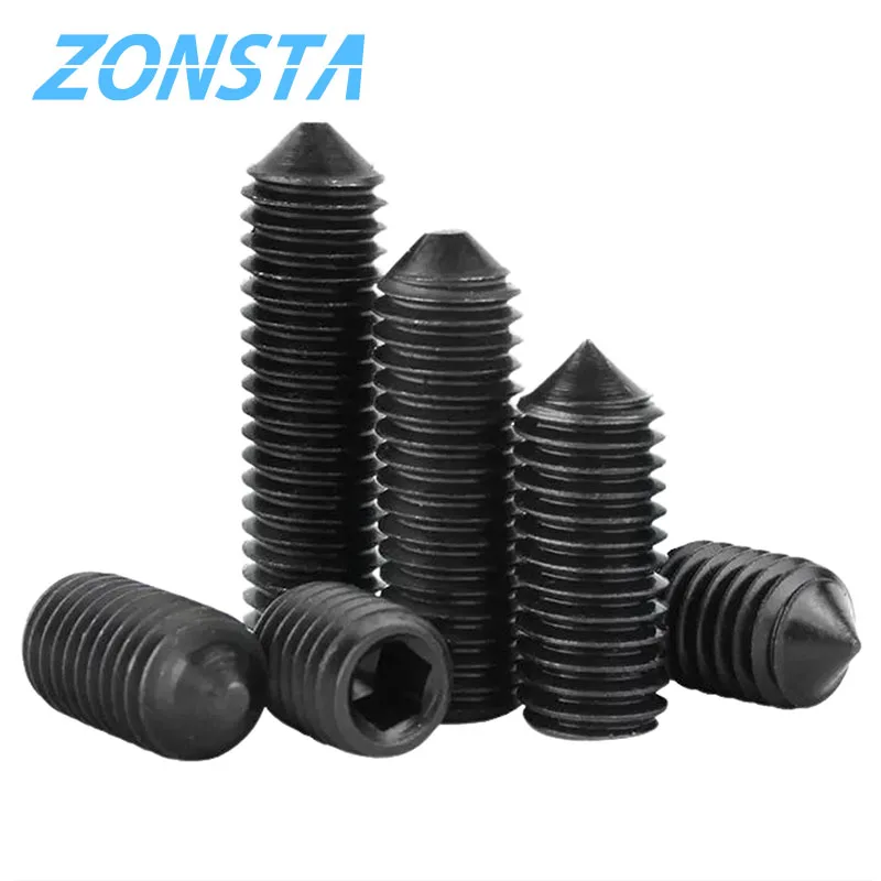 M2 M2.5 M3 M4 M5 M6 M8 M10 DIN914 Grade12.9 Black Carbon Steel Hex Hexagon Socket Cone Point Grub Set Screw Tapered End Bolt