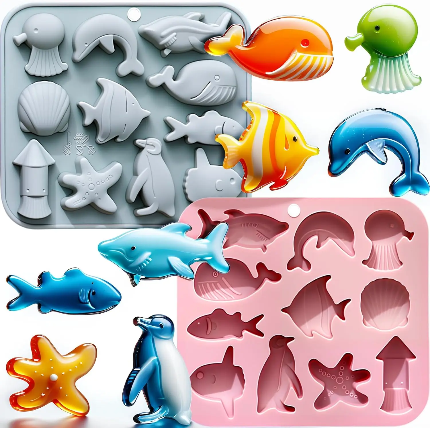 

Marine Theme Silicone Mold Starfish Fishing Molds for Chocolates Candies Ice Cubes Soap Resin DIY Crafts Cake Decorating Tools