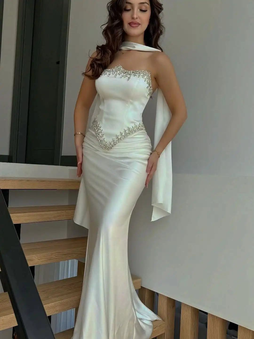 

New Design Luxury Beading Corset Evening Dress Charming Sexy Sweetheart Mermaid Dress With Ribbon Slim Prom Formal Party Dress